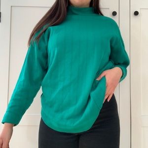 Vintage Pacer Green Mockneck Long Sleeve Inside out Shirt W/ Front Pocket Size S